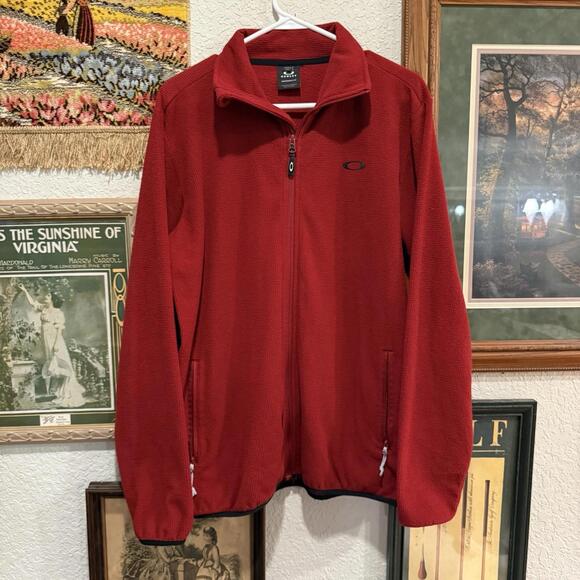 Vintage 00s RARE Mens Oakley Designer Fleece Full Zip Jacket Size Medium - Picture 1 of 7